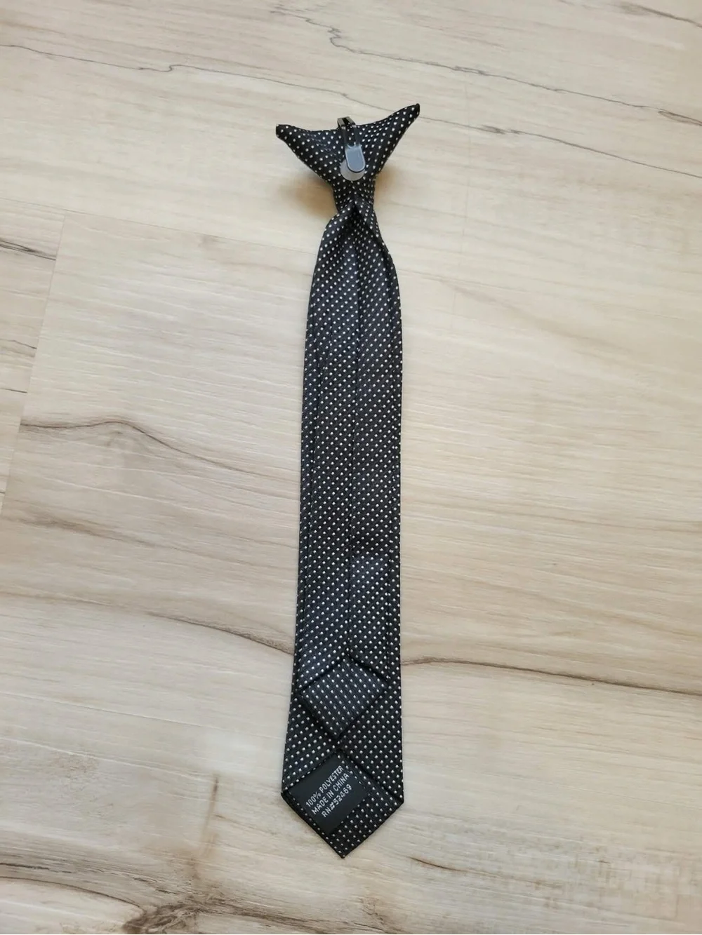 Kids Classic Black Microdot Clip On Tie